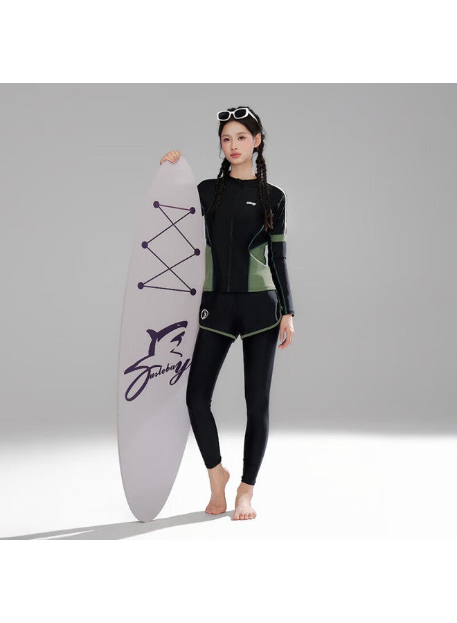 Sanqi Women's Long Sleeve Long Pants Split Five-piece Set Surfing Suit Snorkeling Mother Swimsuit Plus Size Conservative Swimwear 2XL - Image 2