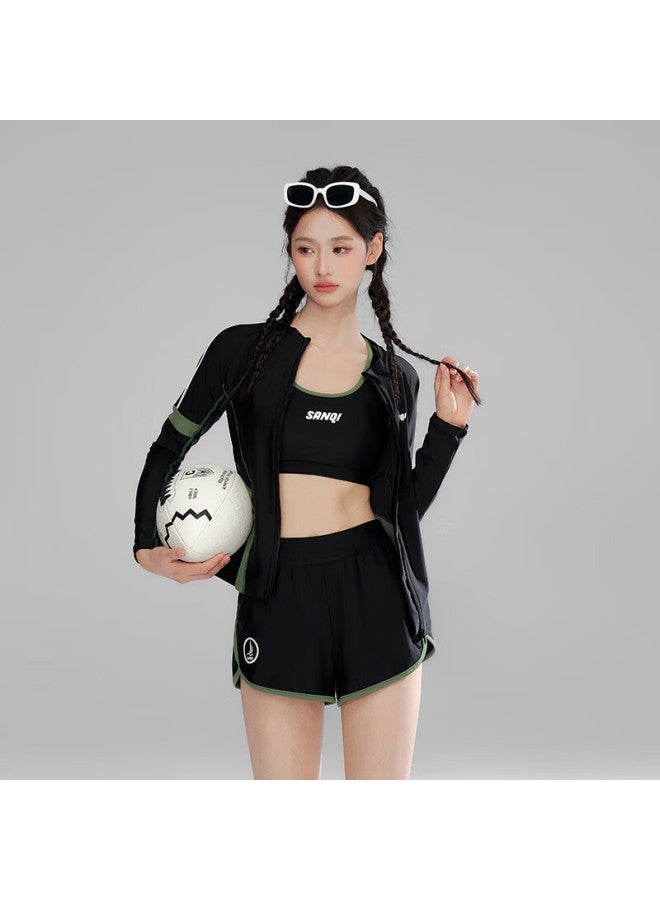 Sanqi Women's Long Sleeve Long Pants Split Five-piece Set Surfing Suit Snorkeling Mother Swimsuit Plus Size Conservative Swimwear 2XL - Image 4