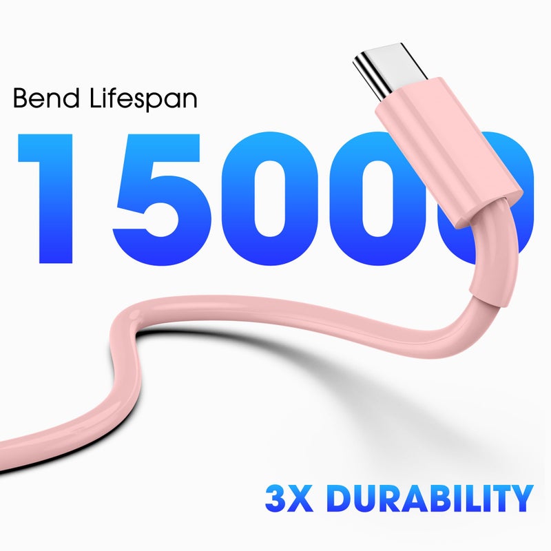 FEEL2NICE Apple USB C to USB C Charging Cable 3Pack 6ft, USBC Fast Charger Cord, 60W Type-C to Type-C Cable for iPhone 17/16 Pro Max Plus, iPhone 17 Air, iPad Air/Pro Pink - Image 4