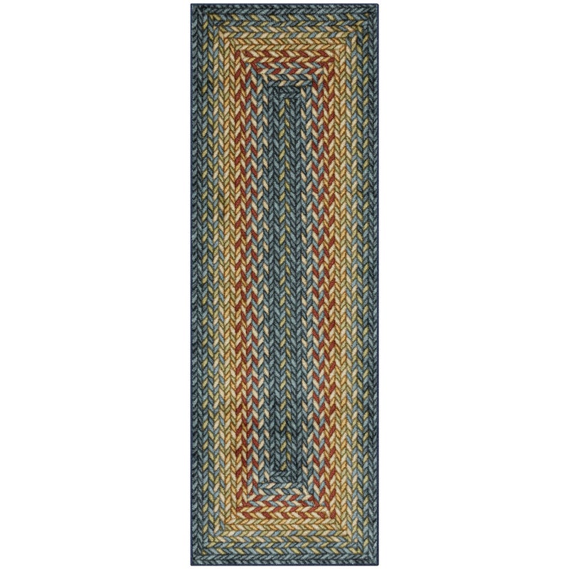 Maples Rugs Marion Bohemian Braided-Style Print Runner Rug â€“ Made in USA â€“ Washable, Non-Slip Indoor Runner for Hallway, Kitchen, and Laundry Room, 2' x 6', Multi-Color - Image 1