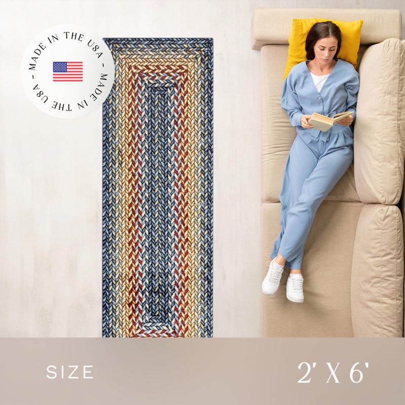 Maples Rugs Marion Bohemian Braided-Style Print Runner Rug â€“ Made in USA â€“ Washable, Non-Slip Indoor Runner for Hallway, Kitchen, and Laundry Room, 2' x 6', Multi-Color - Image 3