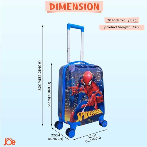 JUNIOR JOE Polycarbonate 8 Wheels 360 Degree 20 Inch Rolling Suitcase for Kids Carry-On Overnight Travel Trolley (Purple) (Blue) - Image 2