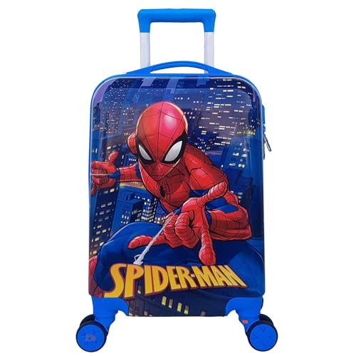 JUNIOR JOE Polycarbonate 8 Wheels 360 Degree 20 Inch Rolling Suitcase for Kids Carry-On Overnight Travel Trolley (Purple) (Blue) - Image 1