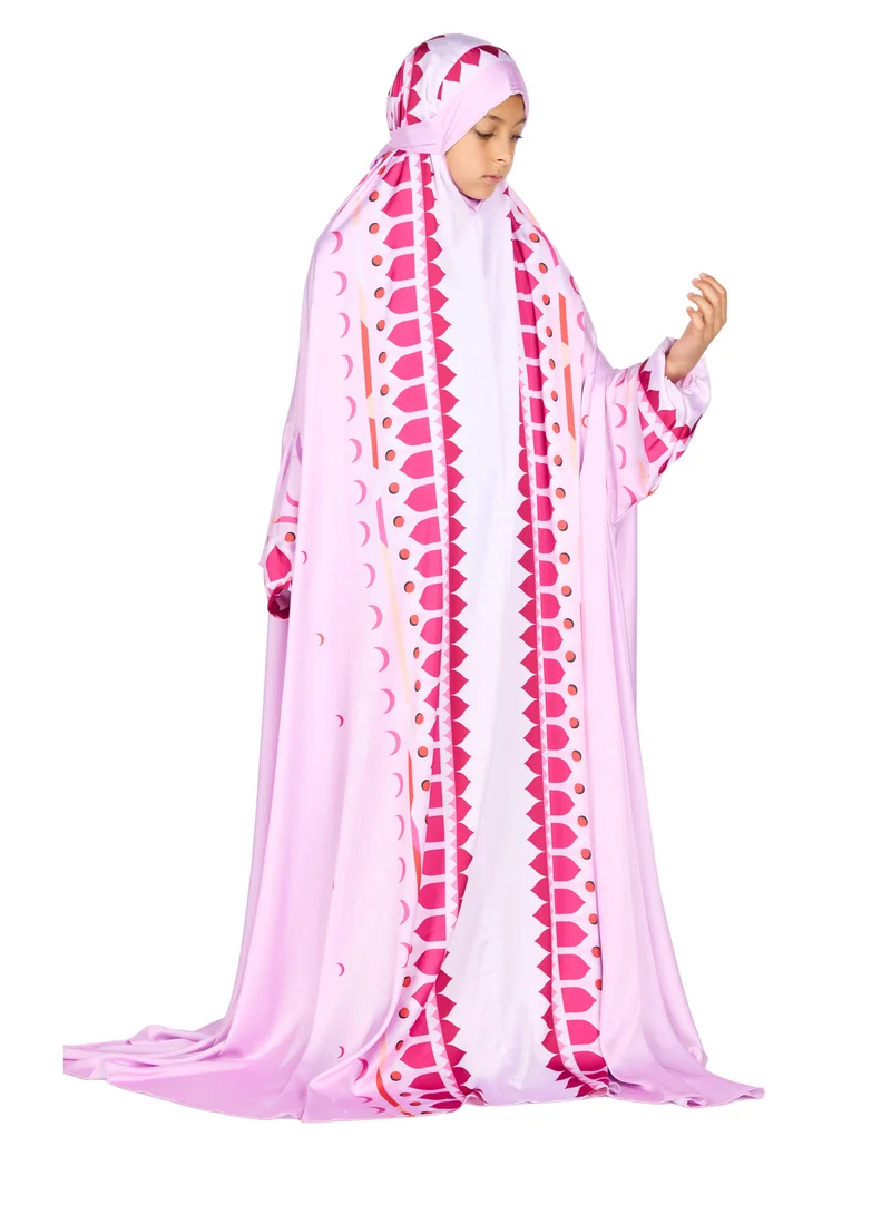 Sabr 'Desert Voyage I' Kids Prayer Dress, Pink, 135cm