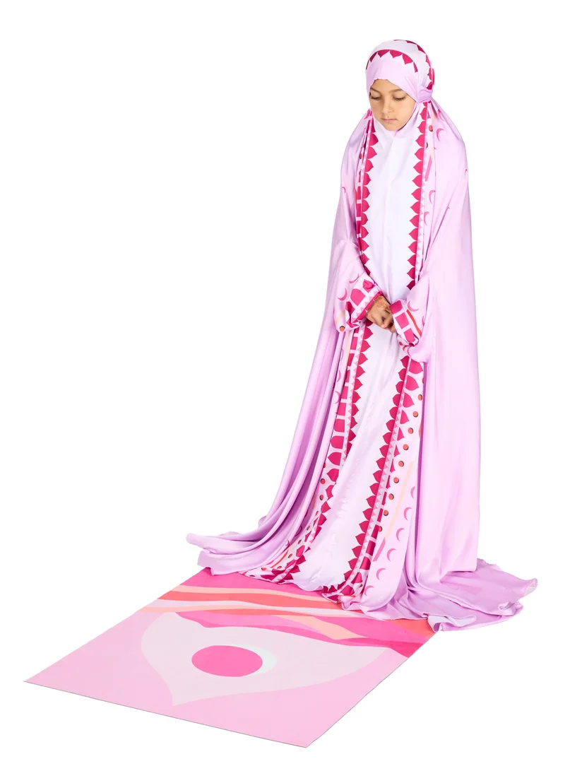 Sabr 'Desert Voyage I' Kids Prayer Dress, Pink, 135cm