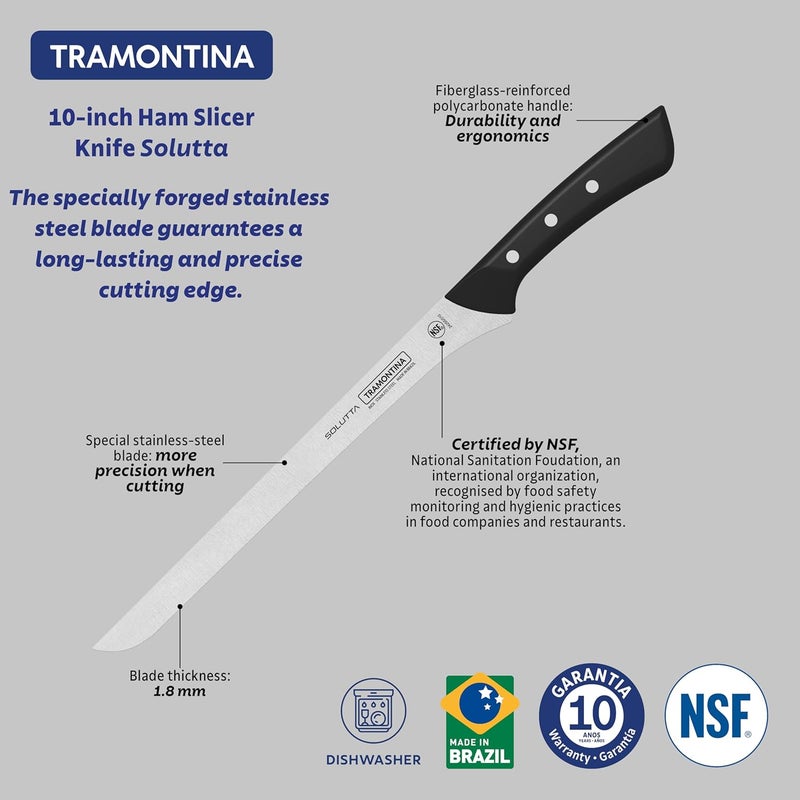 Tramontina SOLUTTA Ham Knife, 15 cm - Stainless Steel Blade with Ergonomic Handle - Image 5