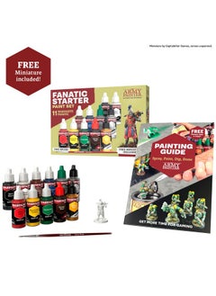 The Army Painter The Army Painter Warpaints Fanatic: Starter Set, 11 paints: 7 acrylic colours, 2 Metallics, 1 Wash, 1 Brush-On Primer, 1 Free Miniature figure and Starter Brush  - Image 2