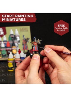 The Army Painter The Army Painter Warpaints Fanatic: Starter Set, 11 paints: 7 acrylic colours, 2 Metallics, 1 Wash, 1 Brush-On Primer, 1 Free Miniature figure and Starter Brush  - Image 4