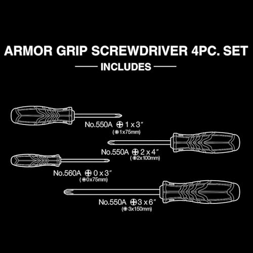 VESSEL - مقبض ARMOR GRIP™ مفك براغي نقطة تقاطع 4 قطع. مجموعة (JISDRIVE) رقم 550APH4PBU - Image 5