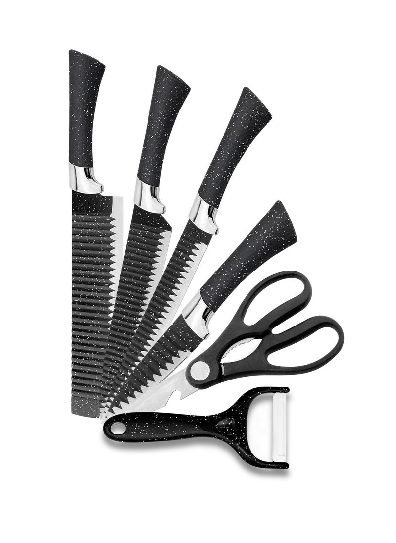 6 Pieces Knife Set with Dotted Handles, Stainless Steel, Non-Stick Blades, Including Peeler and Scissor, Kitchen Cutlery Knives Set, Utensil Sets for Daily Use with Gift Box - pzsku/Z3F4F66906D2A42552CCBZ/45/_/1734424800/9318f531-27b5-4265-92fc-50be307615e1