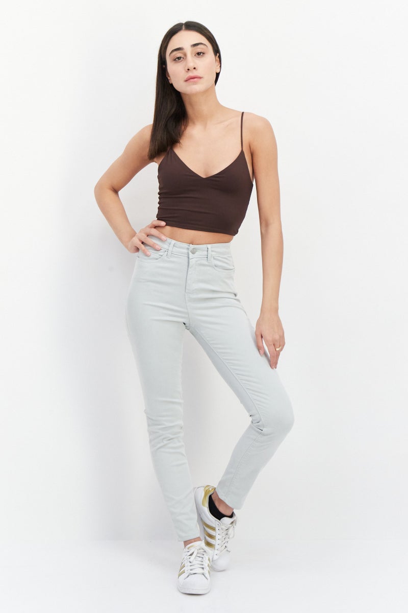 GUESS Women Skinny Fit Solid Denim Jeans, Mint Green - Image 3