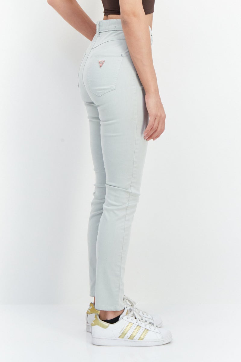 GUESS Women Skinny Fit Solid Denim Jeans, Mint Green - Image 4