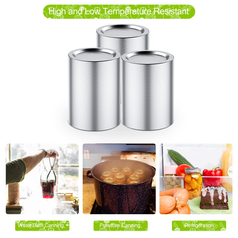 FENRIR 204pcs Regular Mouth Canning Lids, Canning Jar Lids for Ball, Kerr Jars, Split-Type Metal Mason Jar Lids for Canning, 100% Fit & Airtight 2.76" (70mm, Silver) - Image 4