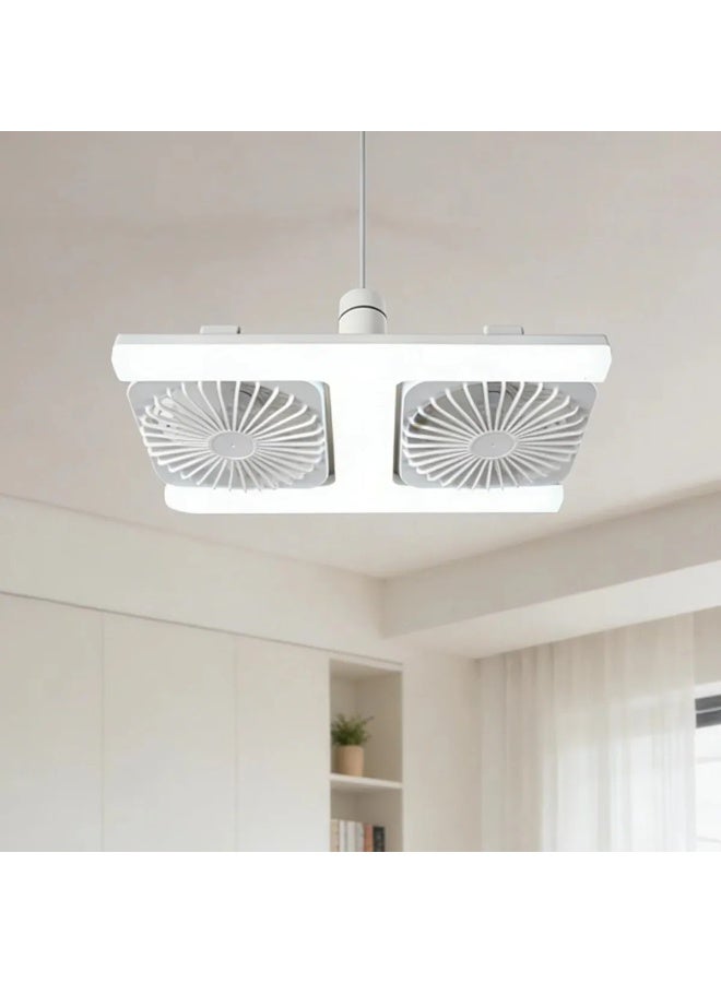 Dual Head Adjustable Angle E27 LED Ceiling Fan Light with Remote Control, Silent Operation - Image 2
