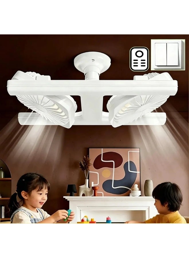 Dual Head Adjustable Angle E27 LED Ceiling Fan Light with Remote Control, Silent Operation - Image 4
