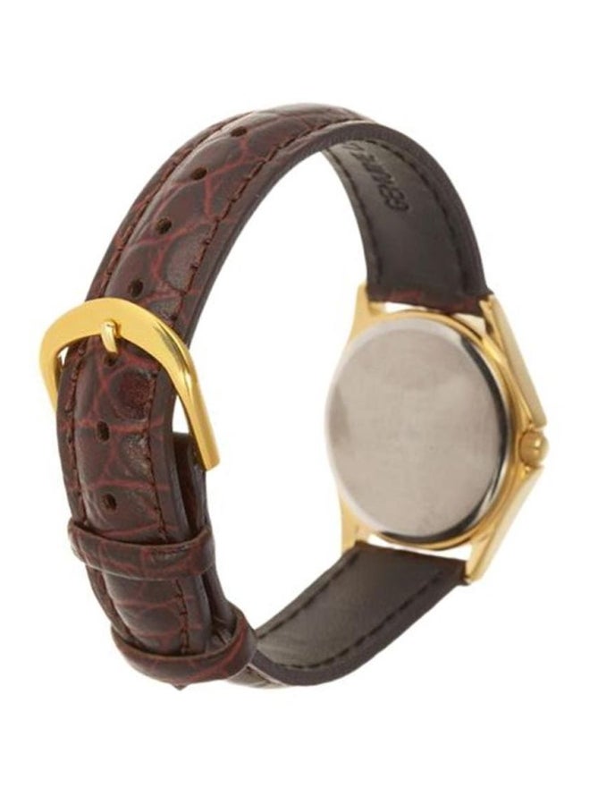 CASIO Unisex Round Shape Leather Strap Couple Watch - MTP/LTP-V004GL-7AUDF - Brown - Image 2