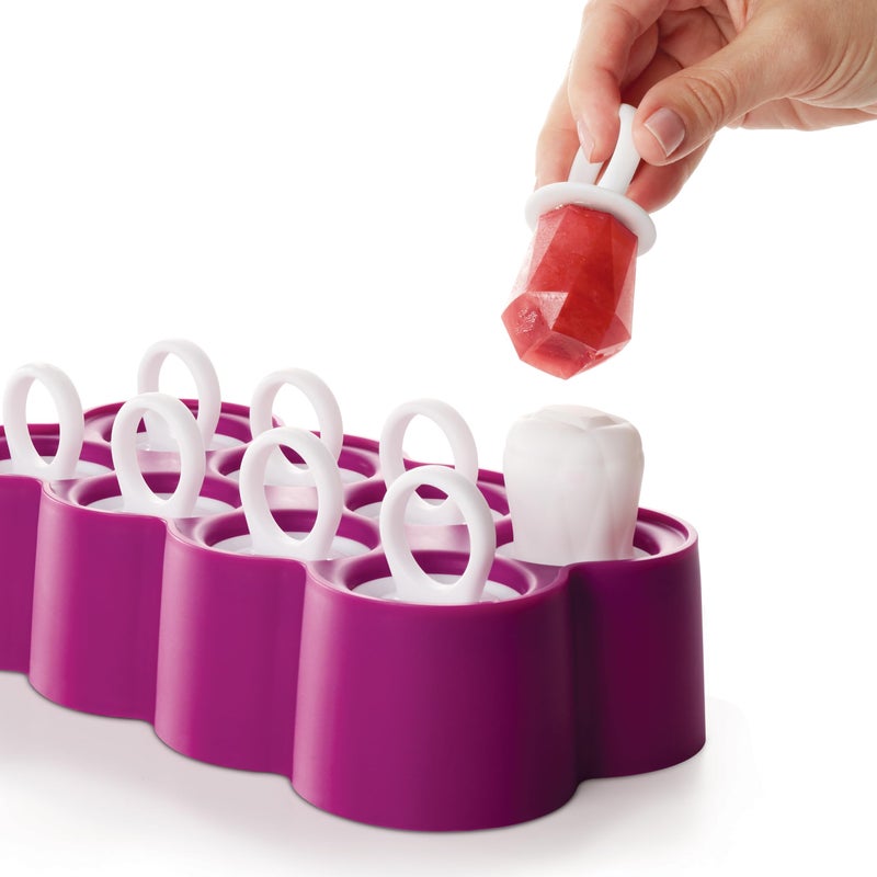 ZOKU Ring Pop Molds - 8 Silicone Popsicle Molds with Reusable Ring Sticks, Makes Gem, Jewel and Heart-Shaped Ice Pops, Easy-Release, BPA-Free - Image 5