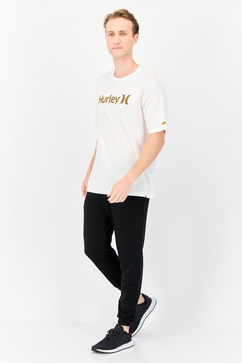 Hurley Men Sportswear Fit Short Sleeves Outdoor T-Shirt, White  - Image 4