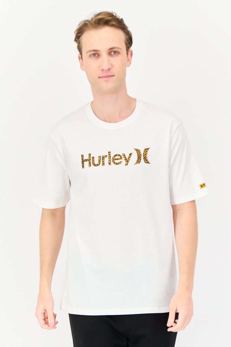 Hurley Men Sportswear Fit Short Sleeves Outdoor T-Shirt, White  - Image 1