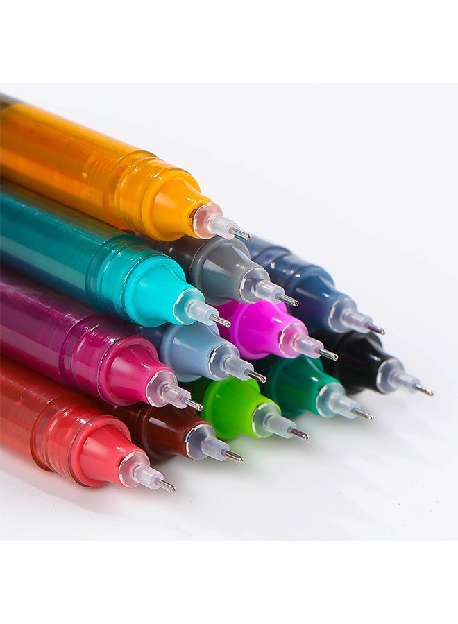 ريانسي مجموعة أقلام حبر سائل 12 لون – سن رفيع 0.5 مم، كتابة سلسة بألوان زاهية، تصميم شفاف للطلاب والمكتب - Image 2