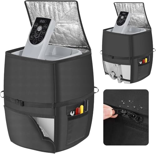 bespeur Hot Tub Spa Heater Pump Cover,18.9" D x 13" W x 18" H Waterproof 600D Oxford Fabric Aluminum Film Insulated Cover,Inflatable Hot Tub Spa Heater Pump,Easy Installation with Zipper,Black,Square - Image 1