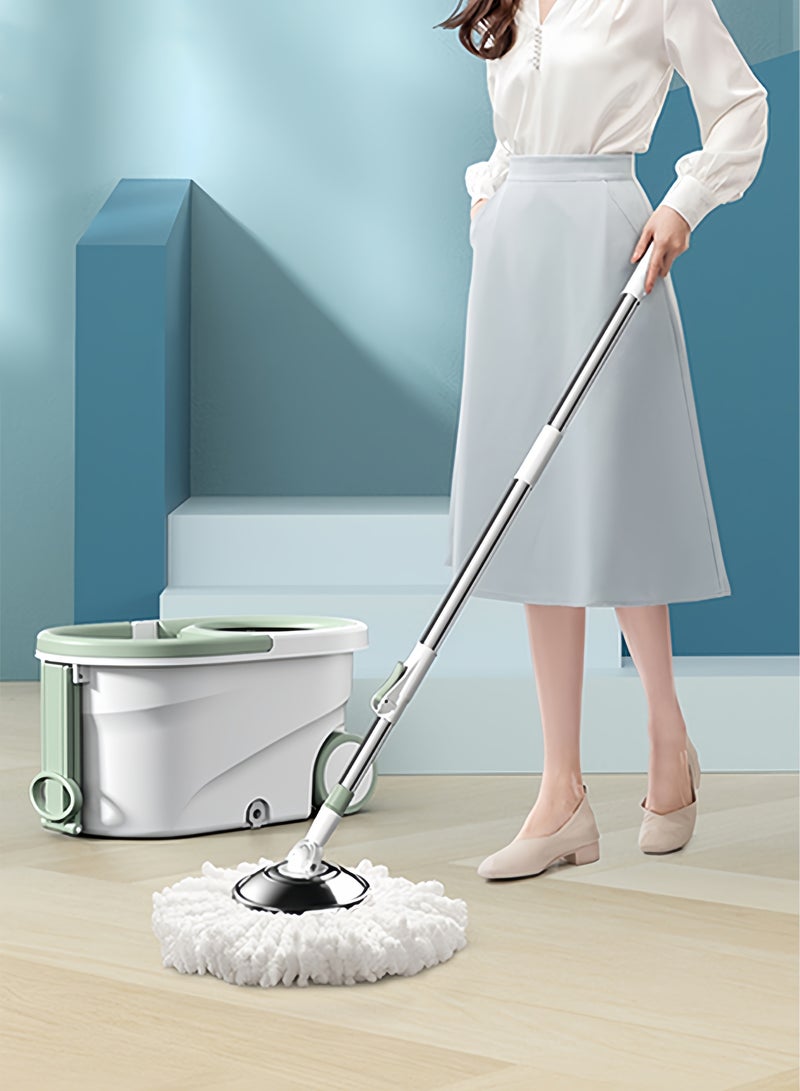 Flat Mop & Bucket System – Hands-Free Wringing, Dual-Chamber Water Separation, 360° Rotating Head for Easy Floor Cleaning  - Image 1