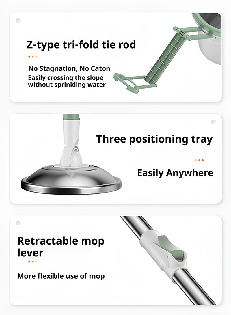 Flat Mop & Bucket System – Hands-Free Wringing, Dual-Chamber Water Separation, 360° Rotating Head for Easy Floor Cleaning  - Image 3