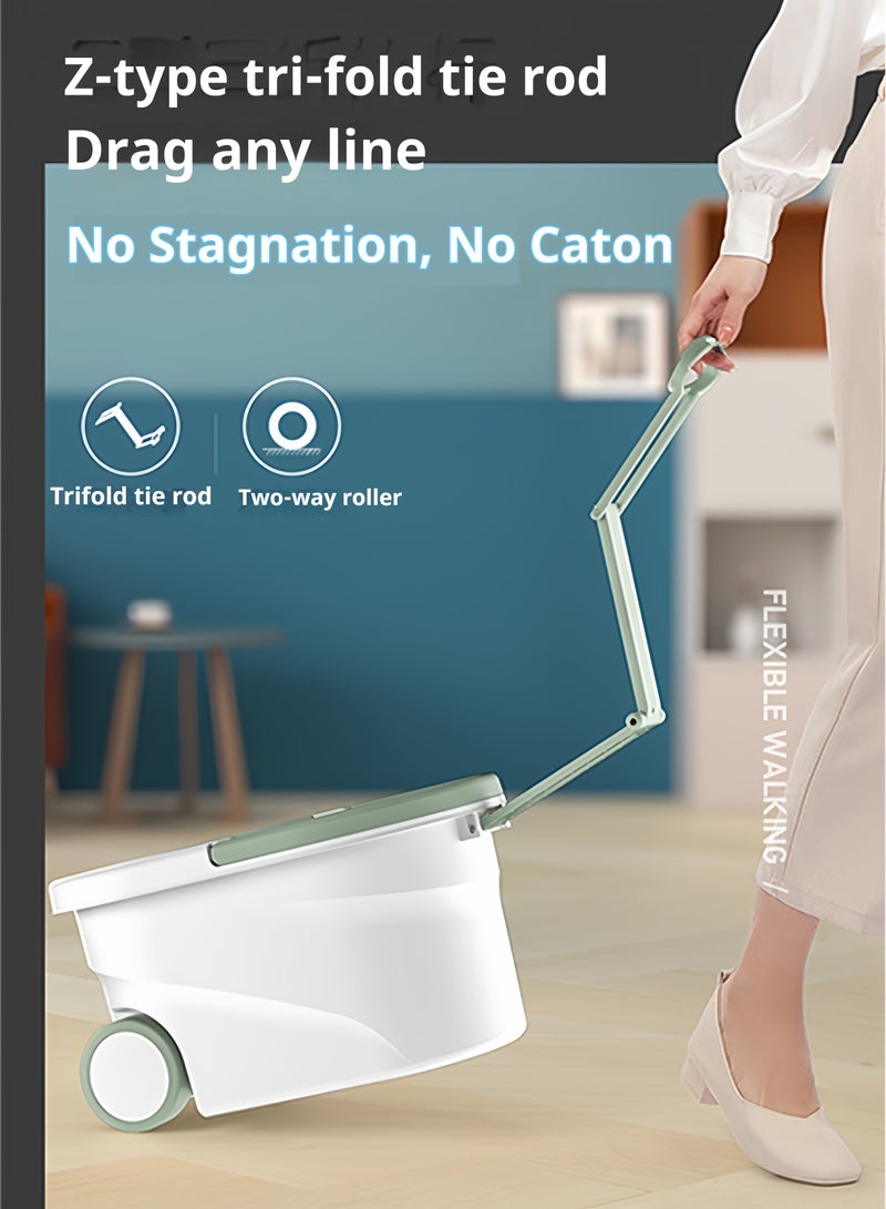 Flat Mop & Bucket System – Hands-Free Wringing, Dual-Chamber Water Separation, 360° Rotating Head for Easy Floor Cleaning  - Image 5