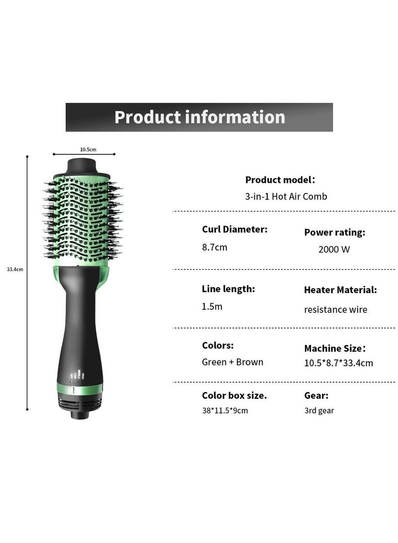 One Step مجفف شعر سيراميك ثلاثي الأبعاد بخطوة واحدة ومكثف هواء ساخن، أسود وأخضر - Image 3