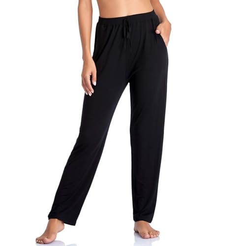 Envlon Yoga Pants for Women Loose Exercise Pants with Pockets Lightweight Comfy Walking Pants Casual Active Workout Joggers Black - Image 1