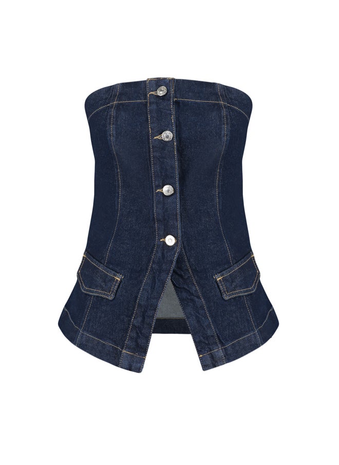 Blue Front Buttoned Strapless Denim Bustier TWOSS24BS00005 - pzsku/Z3F4FBAB77DCF37BC2926Z/45/_/1730941975/41ccb41e-6b3d-4ba6-a104-5dcaabe44974