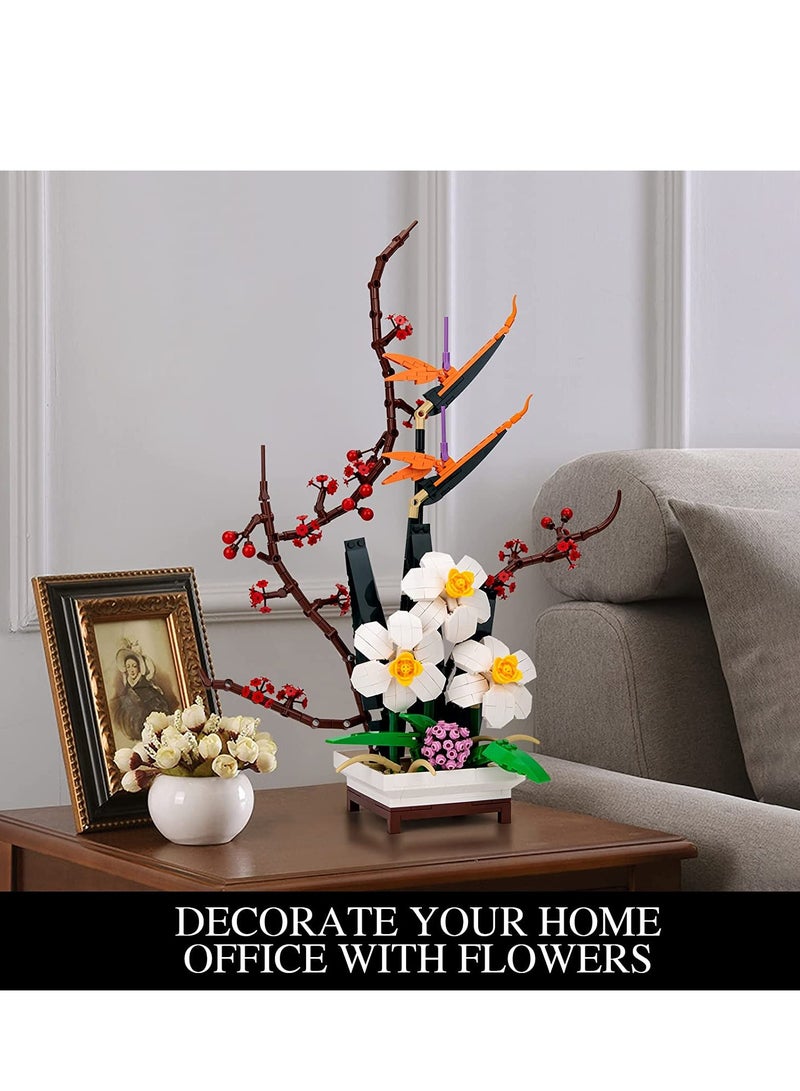 SOLARAE Flowers Botanical Collection Building Sets for Adults Bonsai Plants Artificial Flower Building Kits Home Office Decor Display Creative Toy Gift for Girls Women(830 PCS) - Image 5