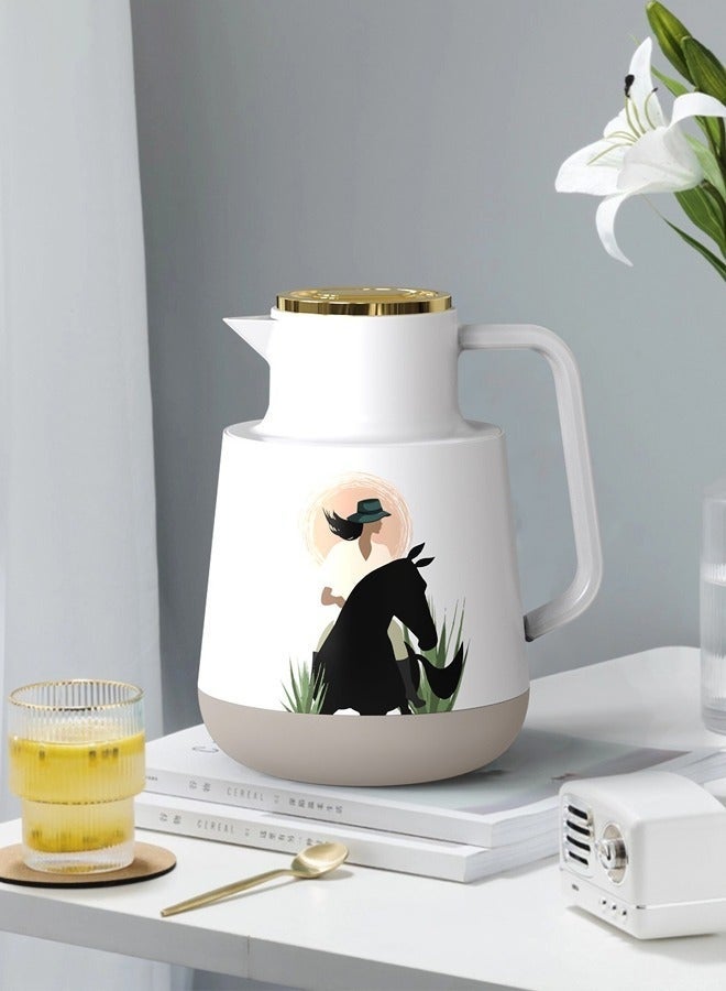 YOLO Coffee and Tea Vacuum Flask 1 Liter Urban Lady -Grey Color - Image 1