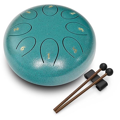 REGIS Steel Tongue Drum 6 inch 8 Notes Musical Percussion Instrument, rain Drum for Outside - Musician Gift for Family and Friends(malachite) - Image 1