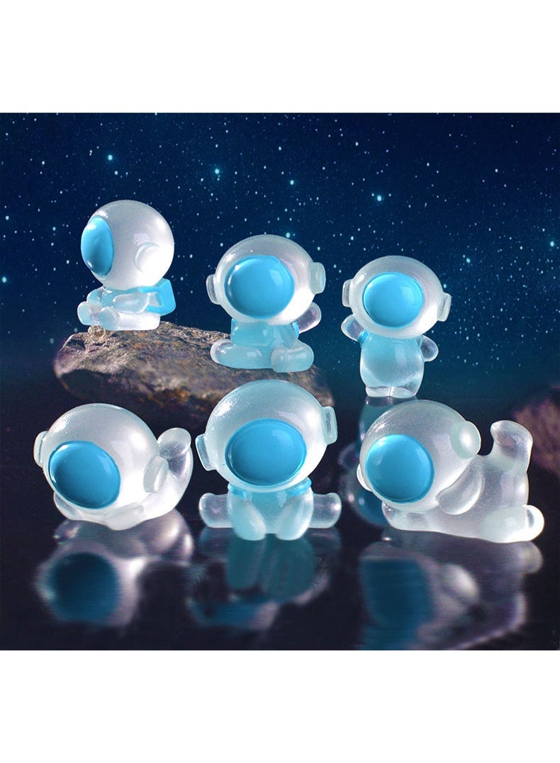 بيوينتي مجموعة من 6 تماثيل كرتونية مضيئة لرواد فضاء، ديكور منزلي، تمثال رائد فضاء لسطح المكتب، نموذج رائد فضاء، حامل تلفزيون معلق لغرفة المعيشة، ديكور لغرف الأطفال، هدية عيد ميلاد مستوحاة من الفضاء  تماثيل راتنجية مزخرفة إبداعية وفاخرة - Image 1