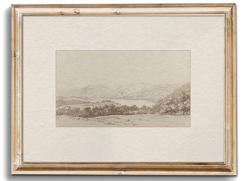 uniro Neutral Wall Art for Home Decor, Farmhouse Landscape Sketch Wall Painting Canvas Prints, Rustic Nature Oil Painting, Antique Moody Neutral Landscape Aesthetic Wall Decor Vintage Art Pictures for Bedroom Bathroom Decor( 8" x 10"-UNFRAMED) - Image 1