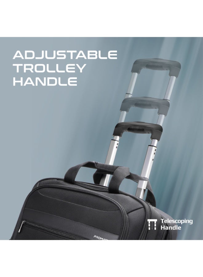 Promate Trolley Bag, Versatile 2-in-1 Lightweight Trolley Laptop Bag with Shoulder Strap, Telescoping Handle, Water Resistance and In-Line Wheels for 16” Laptops, MacBooks, iPad, Dell XPS 13, Persona-TR - Image 5