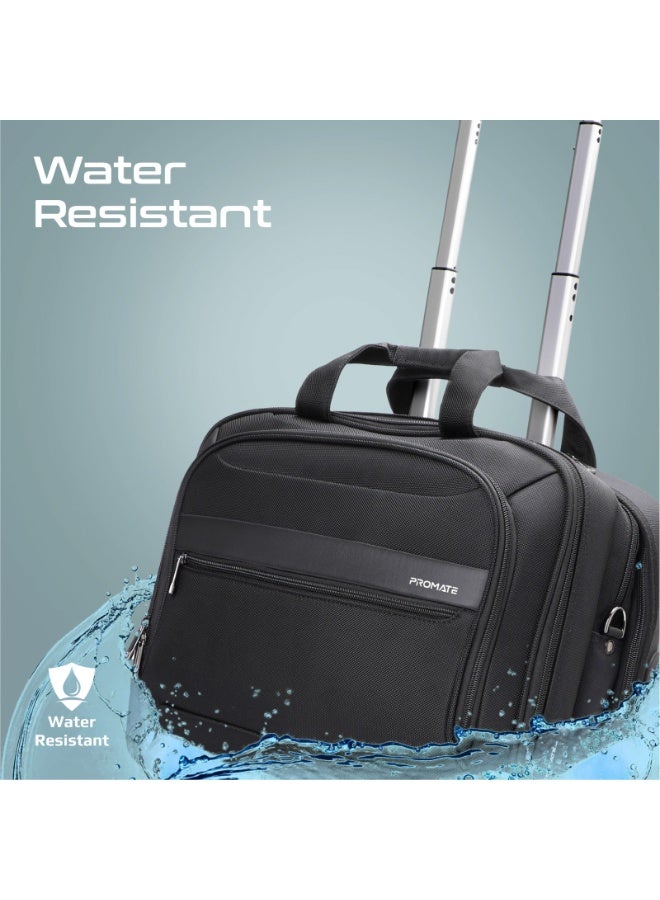 Promate Trolley Bag, Versatile 2-in-1 Lightweight Trolley Laptop Bag with Shoulder Strap, Telescoping Handle, Water Resistance and In-Line Wheels for 16” Laptops, MacBooks, iPad, Dell XPS 13, Persona-TR - Image 4