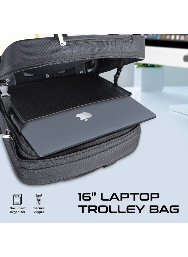 Promate Trolley Bag, Versatile 2-in-1 Lightweight Trolley Laptop Bag with Shoulder Strap, Telescoping Handle, Water Resistance and In-Line Wheels for 16” Laptops, MacBooks, iPad, Dell XPS 13, Persona-TR - Image 2