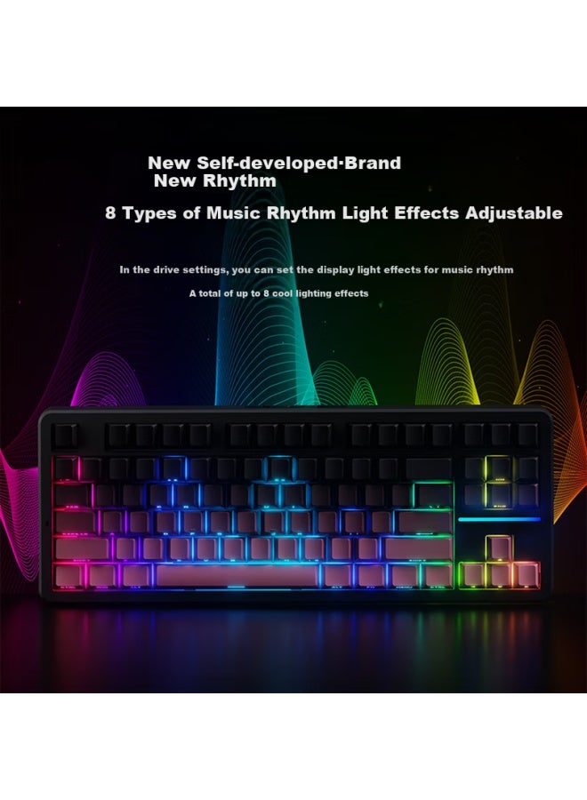 Eweadn X87 Ultra Wireless Mechanical Keyboard With Wired And Bluetooth Tri-mode Gasket Customization, 5-layer Fill, Side Engraving, High Aesthetic Value For Gaming, E-sports, And Office Use - Blackberry Pink Side Engraved Cloud Moss Switch - Image 4