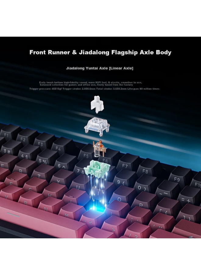 Eweadn X87 Ultra Wireless Mechanical Keyboard With Wired And Bluetooth Tri-mode Gasket Customization, 5-layer Fill, Side Engraving, High Aesthetic Value For Gaming, E-sports, And Office Use - Blackberry Pink Side Engraved Cloud Moss Switch - Image 2