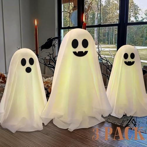 ORIENTAL CHERRY Halloween Decor - Halloween Decorations Indoor - Set of 3 DIY Spooky Ghosts Crafts - Scary Ghost for Indoor Party Home Table Room Kitchen Office - Image 1