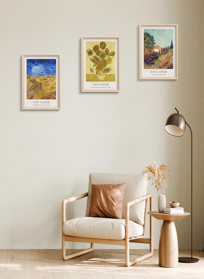 HesenDot Van Gogh Framed Wall Art Set of 3, 12x16 Inch Canvas Prints, Wheatfield, Sunflowers, Landscape Paintings, Vintage Artwork Posters Home Decoration for Living Room Bedroom Gallery Office - Image 5