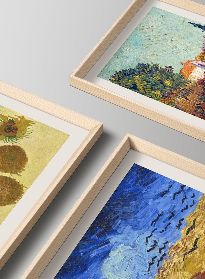 HesenDot Van Gogh Framed Wall Art Set of 3, 12x16 Inch Canvas Prints, Wheatfield, Sunflowers, Landscape Paintings, Vintage Artwork Posters Home Decoration for Living Room Bedroom Gallery Office - Image 2