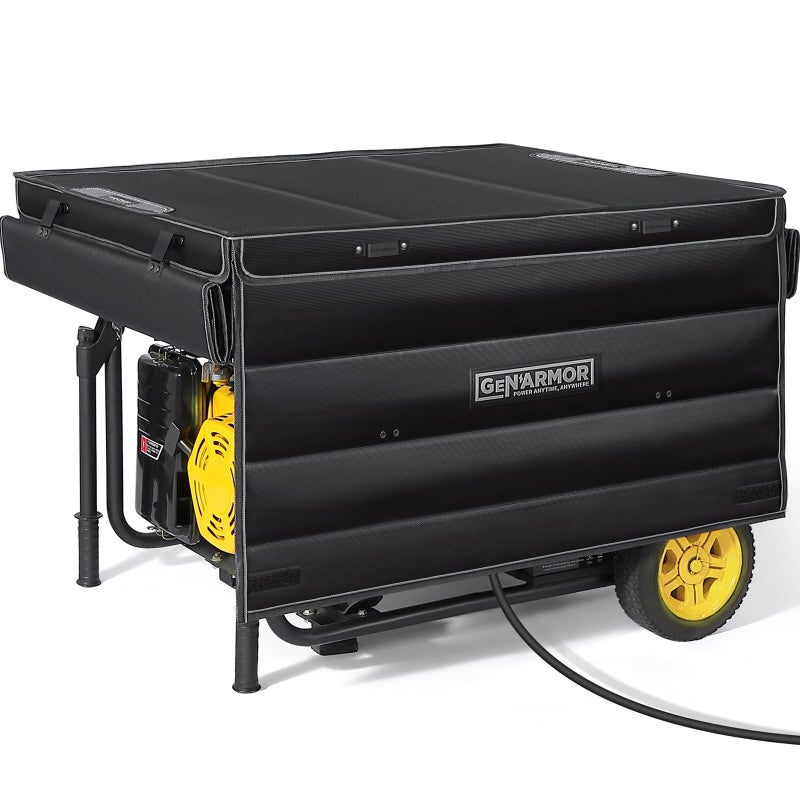 GenArmor Generator Covers While Running, 100% Waterproof Heavy Duty Tarps Generator Tent, Portable Outdoor Generator Enclosure for Most 4000w~13000w Generators, Black, Standard - Image 1