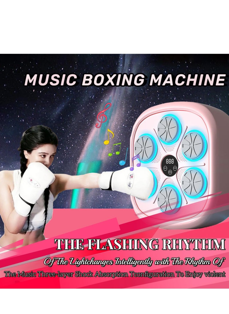 XiuWoo Boxing Machine Pink Boxing Music Workout Machine Music Boxing Machine with Gloves, Wall Mounted Smart Music Boxing Machine Pink, Music Boxing Machine Pink Workout Boxing Punching Machine, pink  - Image 2