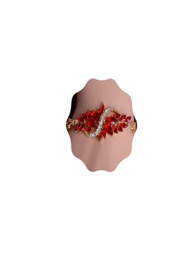 يرتير سوار YERTTER بتصميم كلاسيكي أنيق مرصع بأحجار الراين، مناسب للنساء والرجال، للحفلات والمناسبات الرسمية والإجازات (أحمر) - Image 1