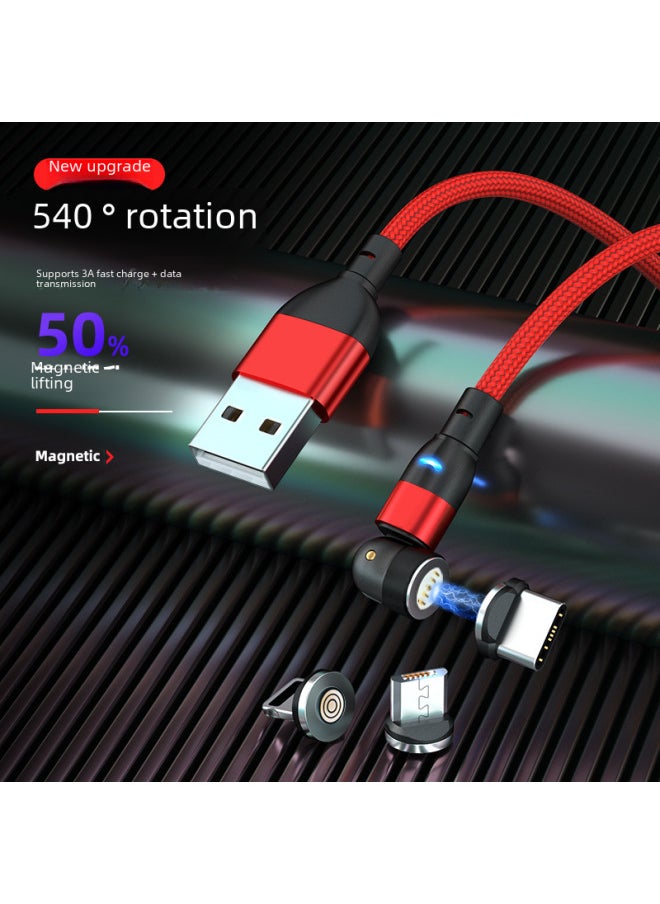 Generic Magnetic Suction Data Line 3A Mobile Phone Fast Charging Black Technology Magnetic Suction Line Magnetic Suction Charging Line Source Three In One Line-Color:Grey-Model:0.5 M Separate Line + (Android, TC, Apple) Head  - Image 1