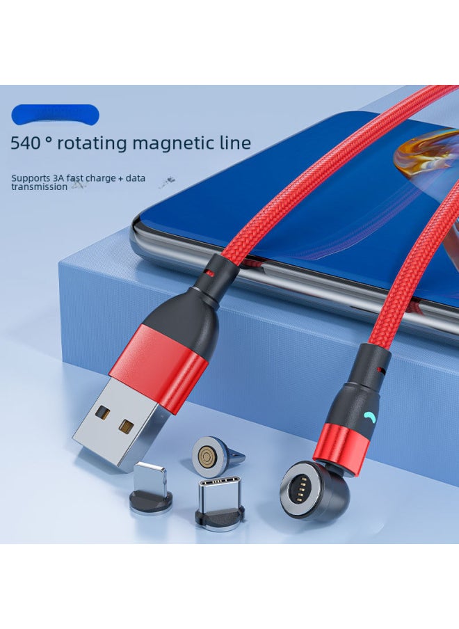 Generic Magnetic Suction Data Line 3A Mobile Phone Fast Charging Black Technology Magnetic Suction Line Magnetic Suction Charging Line Source Three In One Line-Color:Grey-Model:0.5 M Separate Line + (Android, TC, Apple) Head  - Image 2