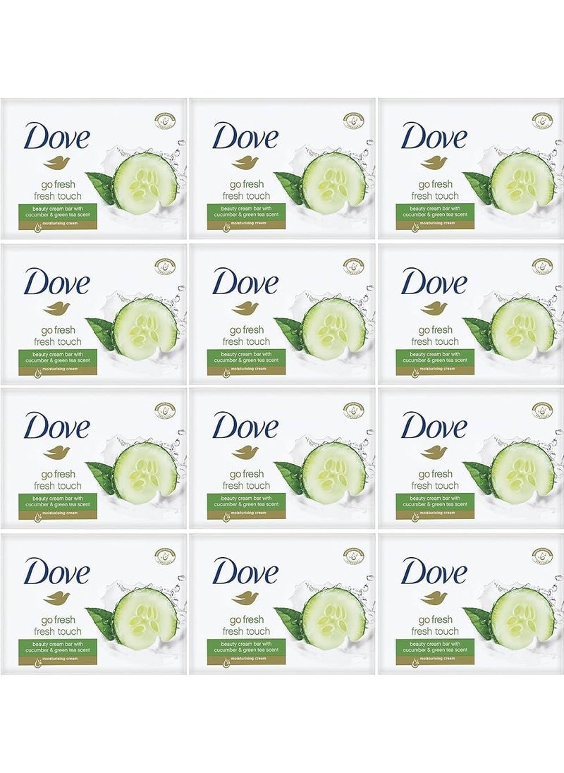 Dove Fresh Touch Soap Bars - Cucumber & Green Tea Scent - Pack of 12 Bars  - Image 1